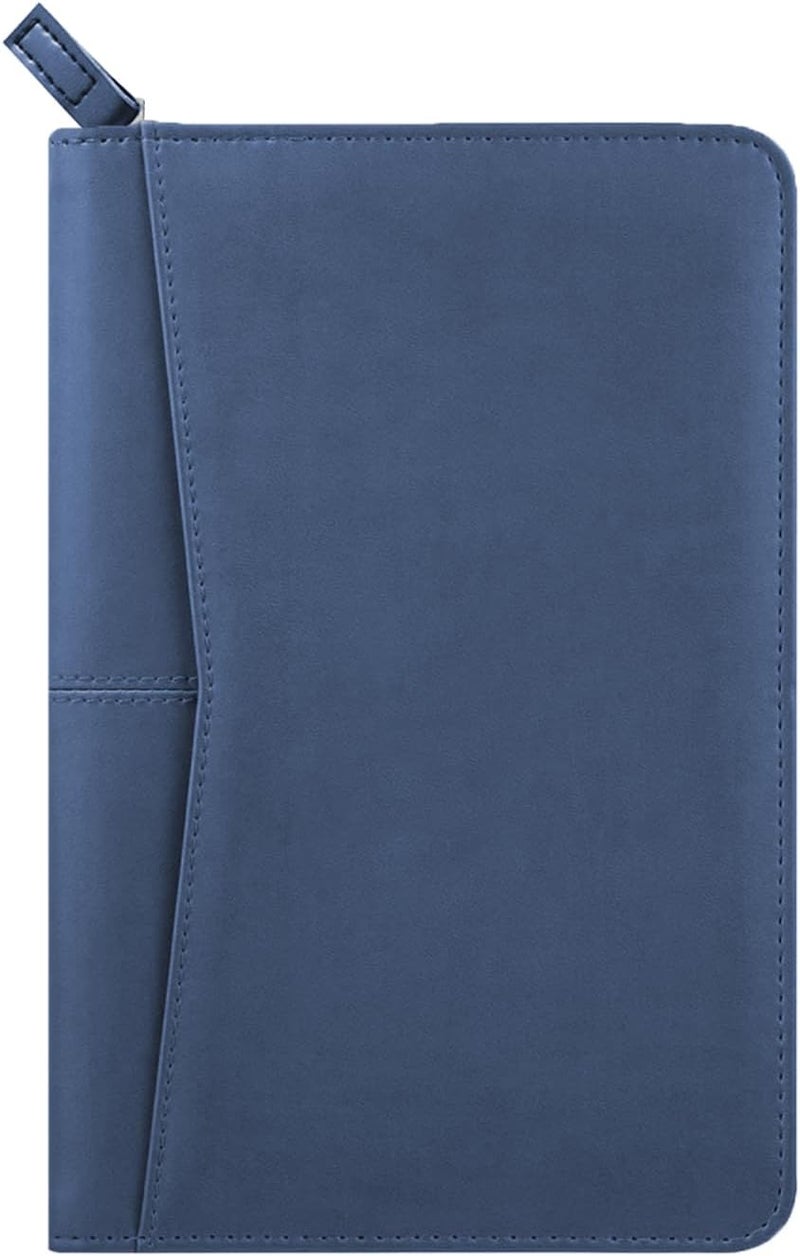 Gorbado Small Portfolio Organizer, A5 Zippered Business Portfolio, Junior Padfolio Folder Binder for Women & Men, 5 x 8 Writing Pad Included, Navy Blue - Image 3
